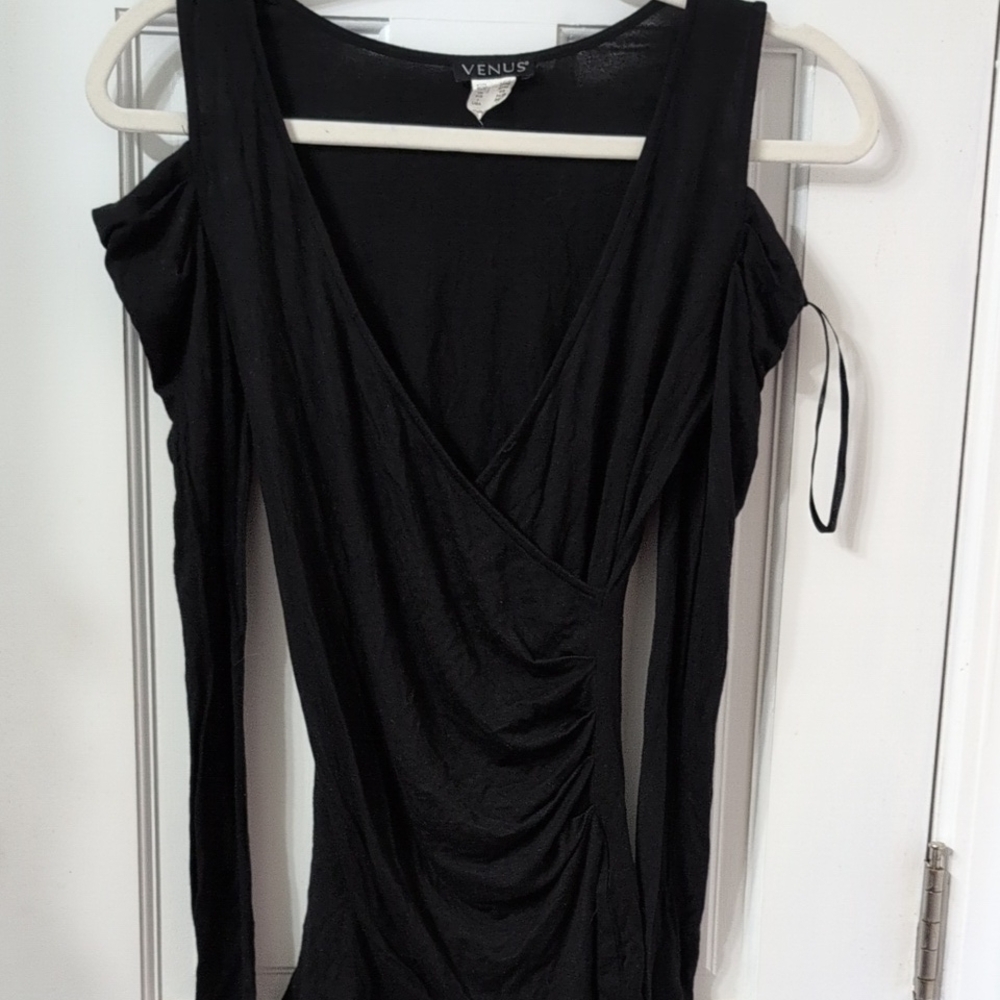 VENUS Black Cold Shoulder Blouse